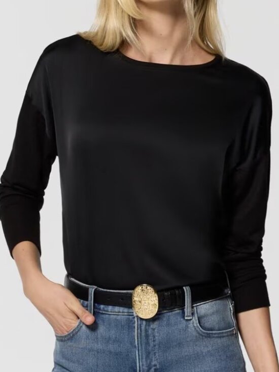 White House Black Market Tops - WHBM Black Satin Front Knit Top Size XXS